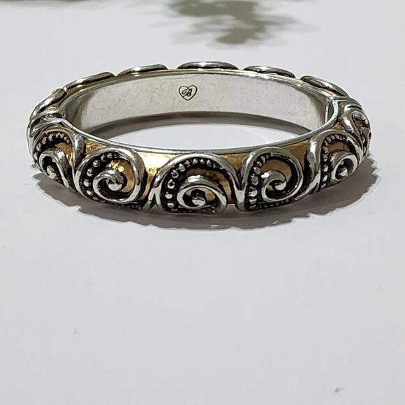 Brighton retired Love Story mixed metals hinged bangle bracelet - Picture 2 of 7